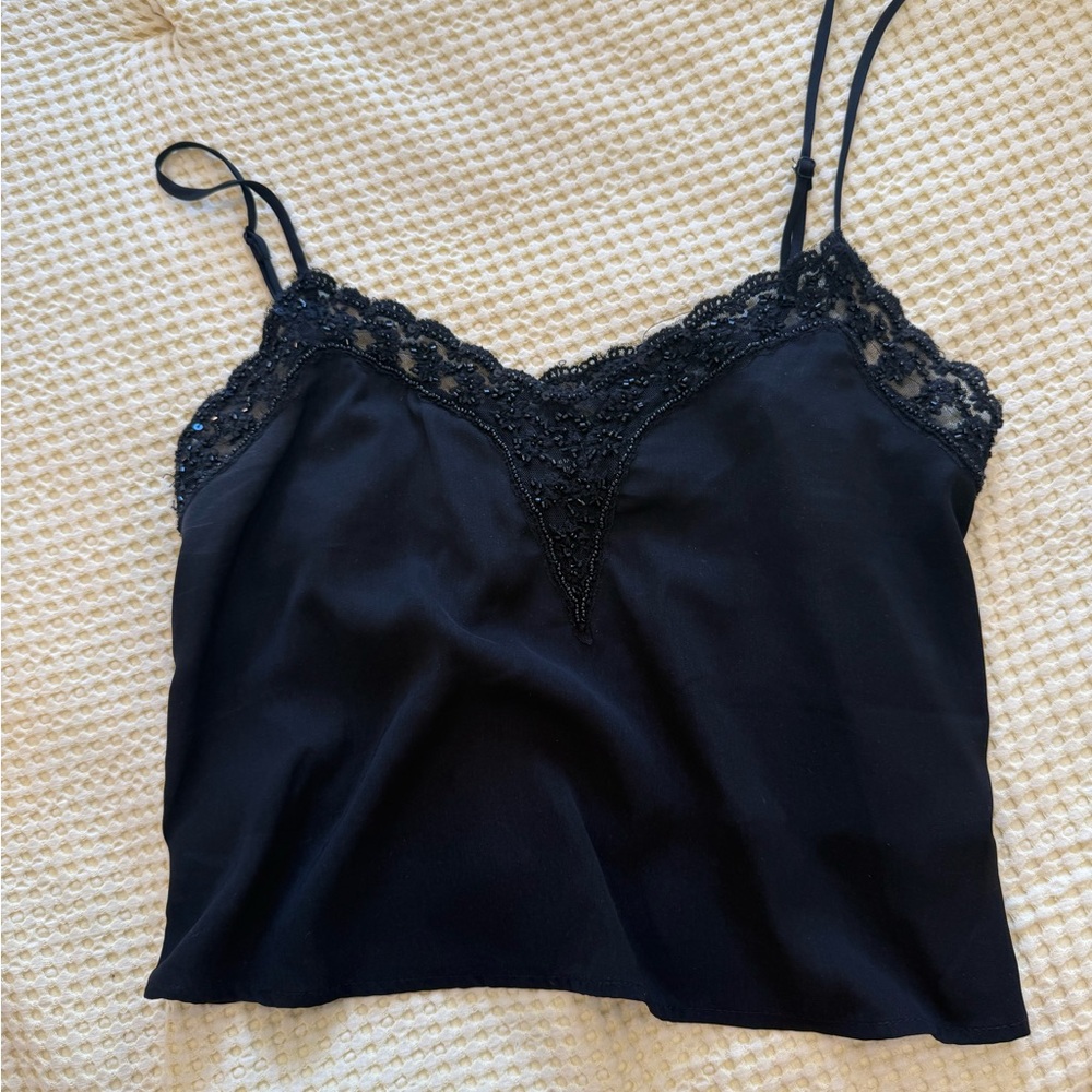 Bershka Black Beaded Detail Top